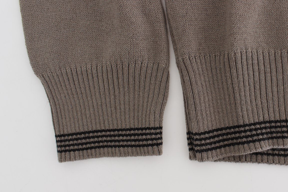 Beige Turtleneck Wool Blend Sweater