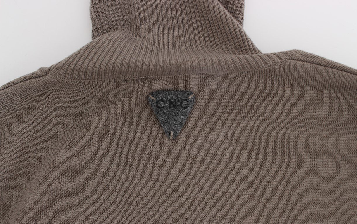 Beige Turtleneck Wool Blend Sweater