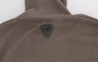 Beige Turtleneck Wool Blend Sweater