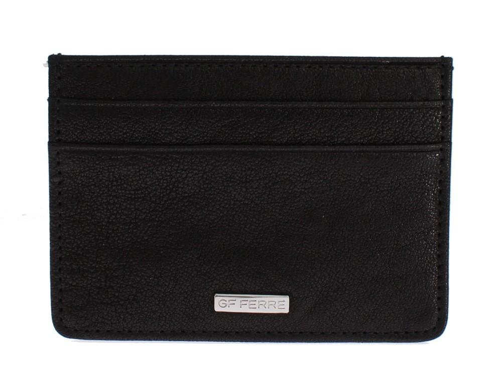 Black Leather Four Card Slots Mens Cardholder