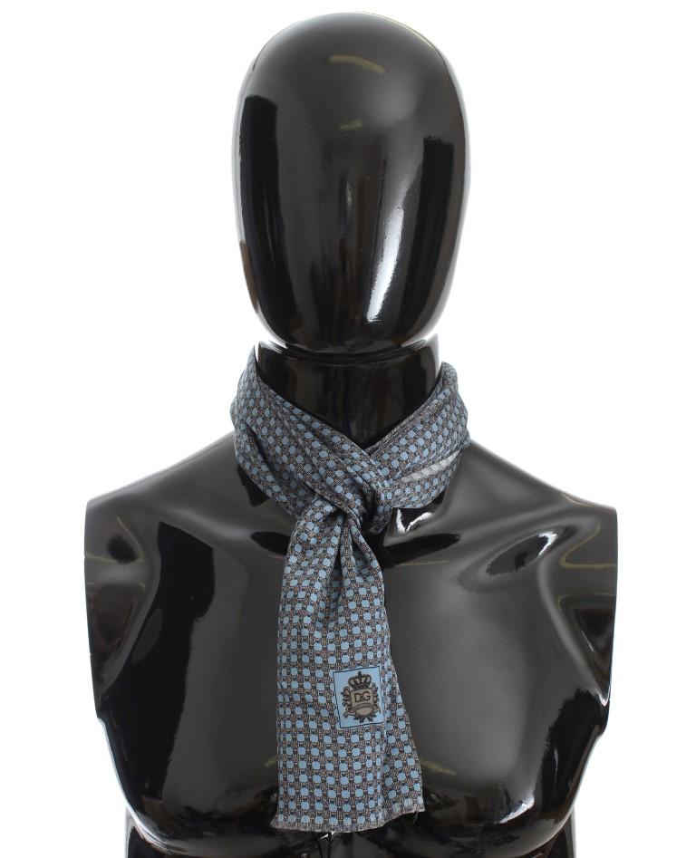 Blue Silk Baroque Pattern Scarf