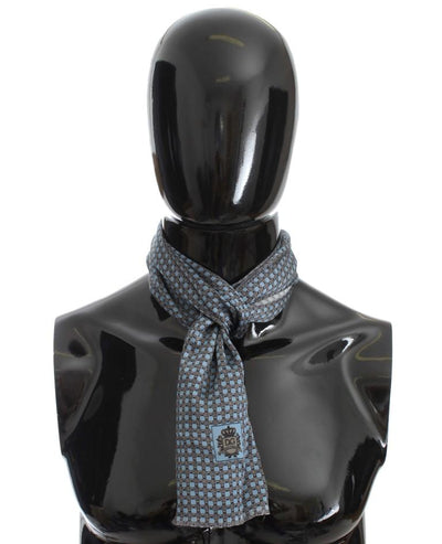 Blue Silk Baroque Pattern Scarf