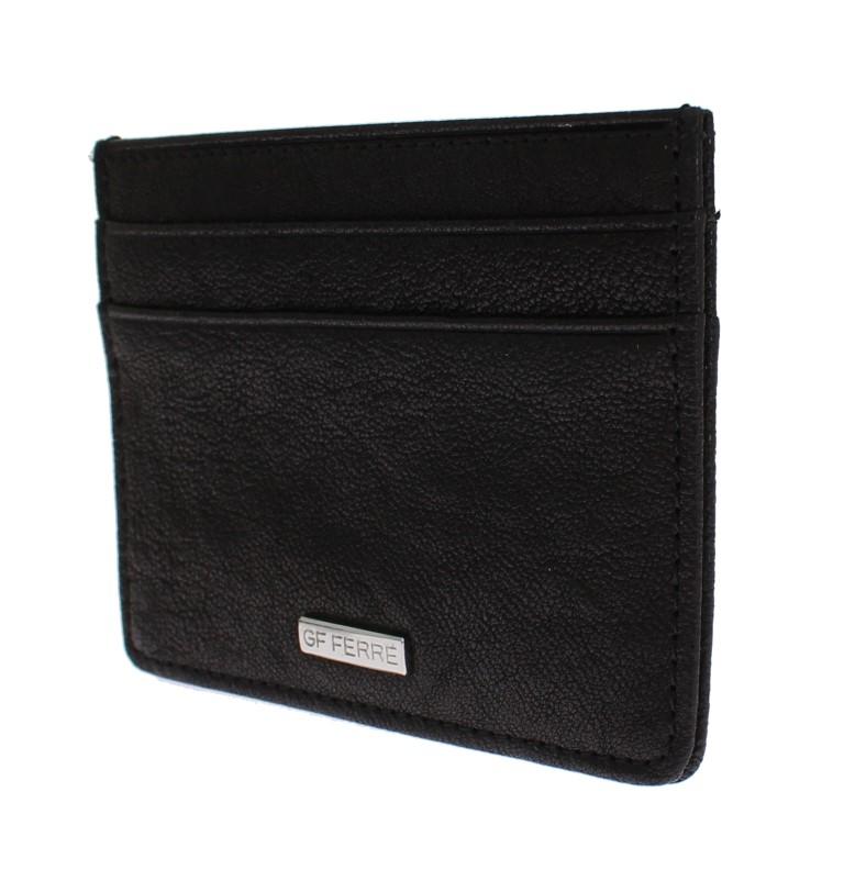 Black Leather Four Card Slots Mens Cardholder