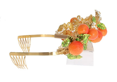 Multicolor Brass Crystal Sicily Orange Tiara