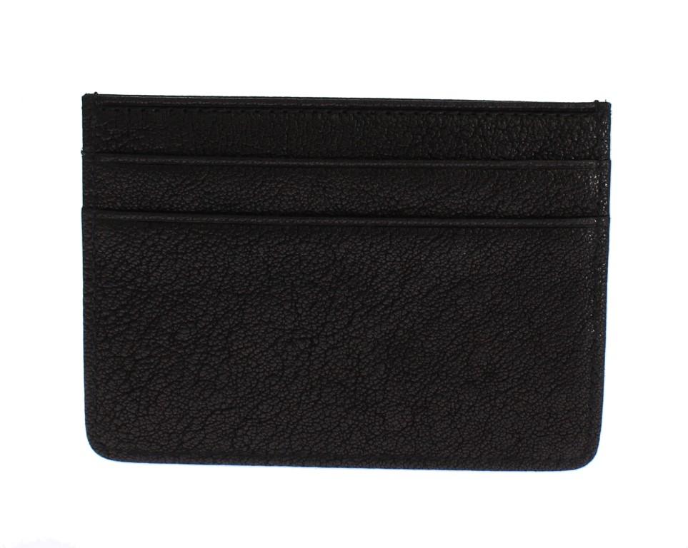 Black Leather Four Card Slots Mens Cardholder