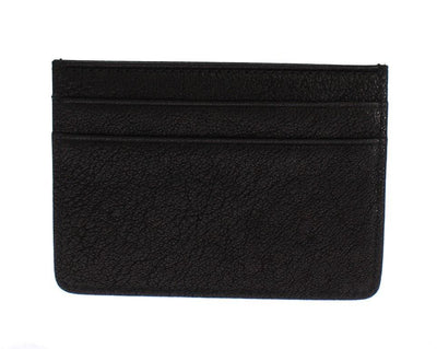 Black Leather Four Card Slots Mens Cardholder