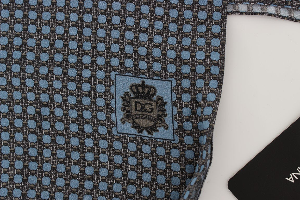 Blue Silk Baroque Pattern Scarf