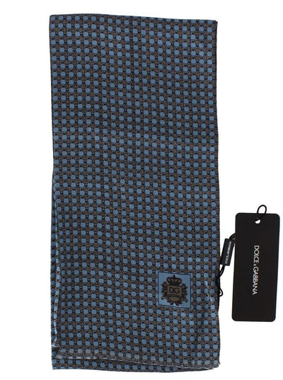 Blue Silk Baroque Pattern Scarf