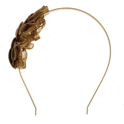 Gold Brass Roman Coin Sicily Lace Headband Hair Diadem
