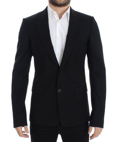Black wool slim fit blazer