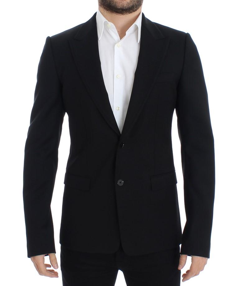 Black wool slim fit blazer