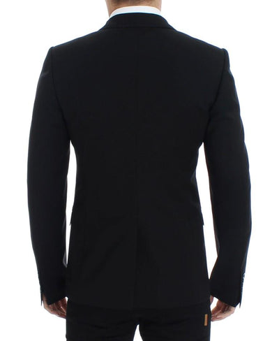 Black wool slim fit blazer