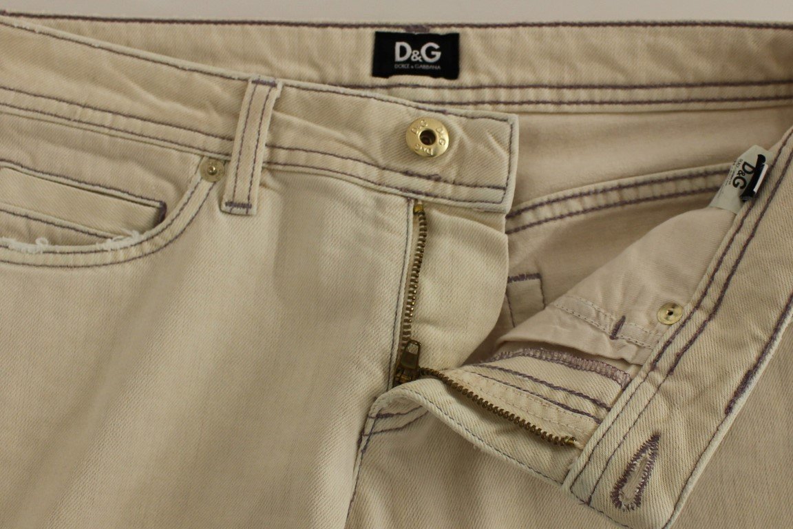 Beige CUTE Cotton Regular Fit Jeans Pants