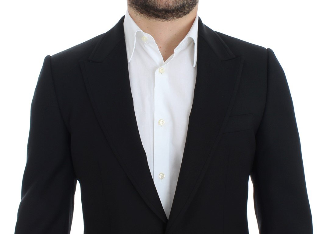 Black wool slim fit blazer
