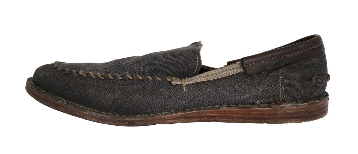 Gray Denim Cotton Loafers