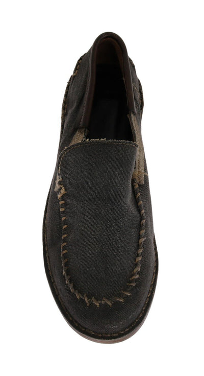 Gray Denim Cotton Loafers