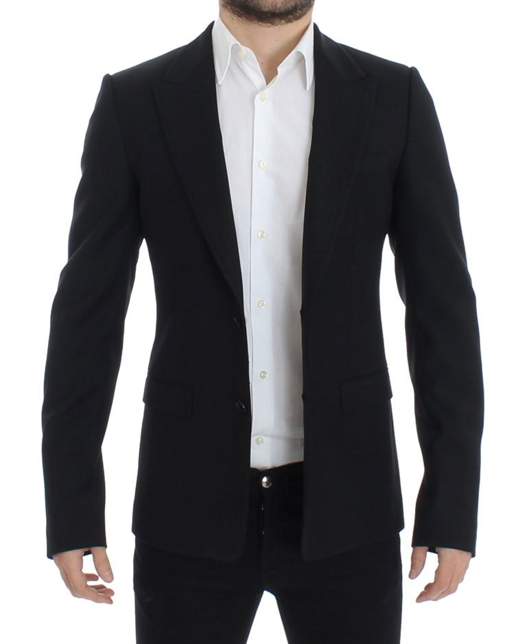 Black wool slim fit blazer