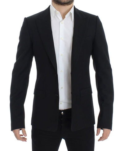Black wool slim fit blazer