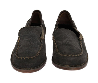 Gray Denim Cotton Loafers