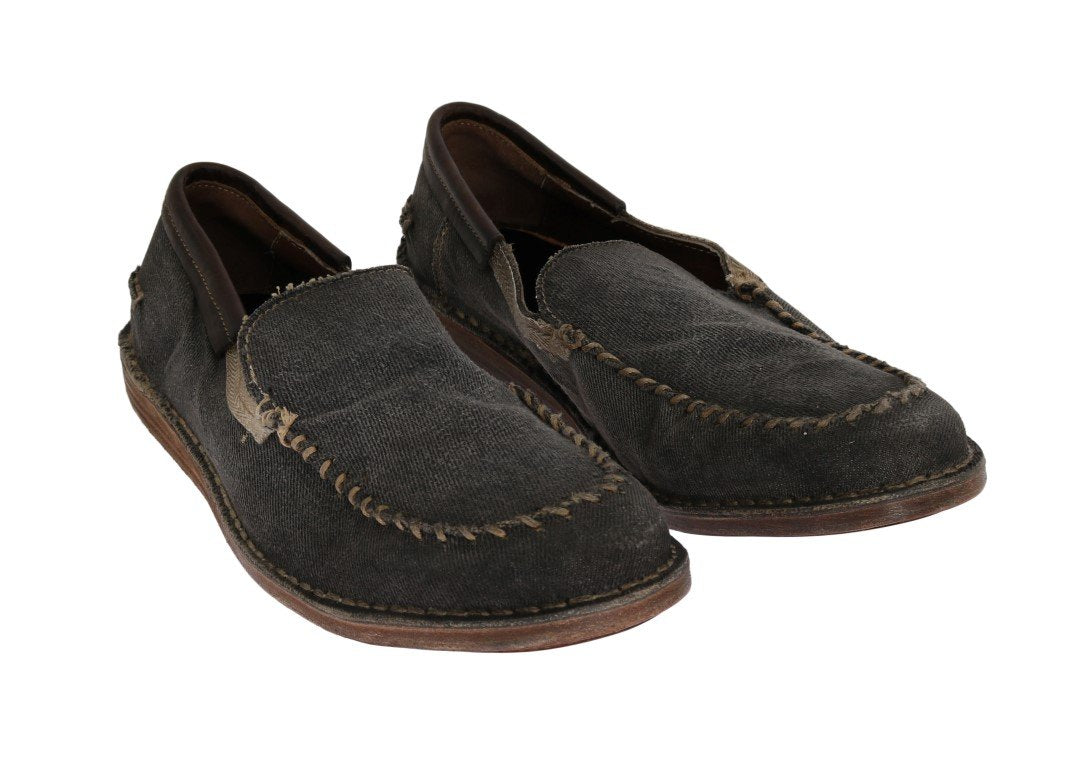 Gray Denim Cotton Loafers