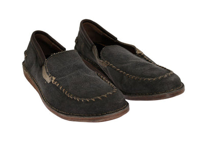 Gray Denim Cotton Loafers