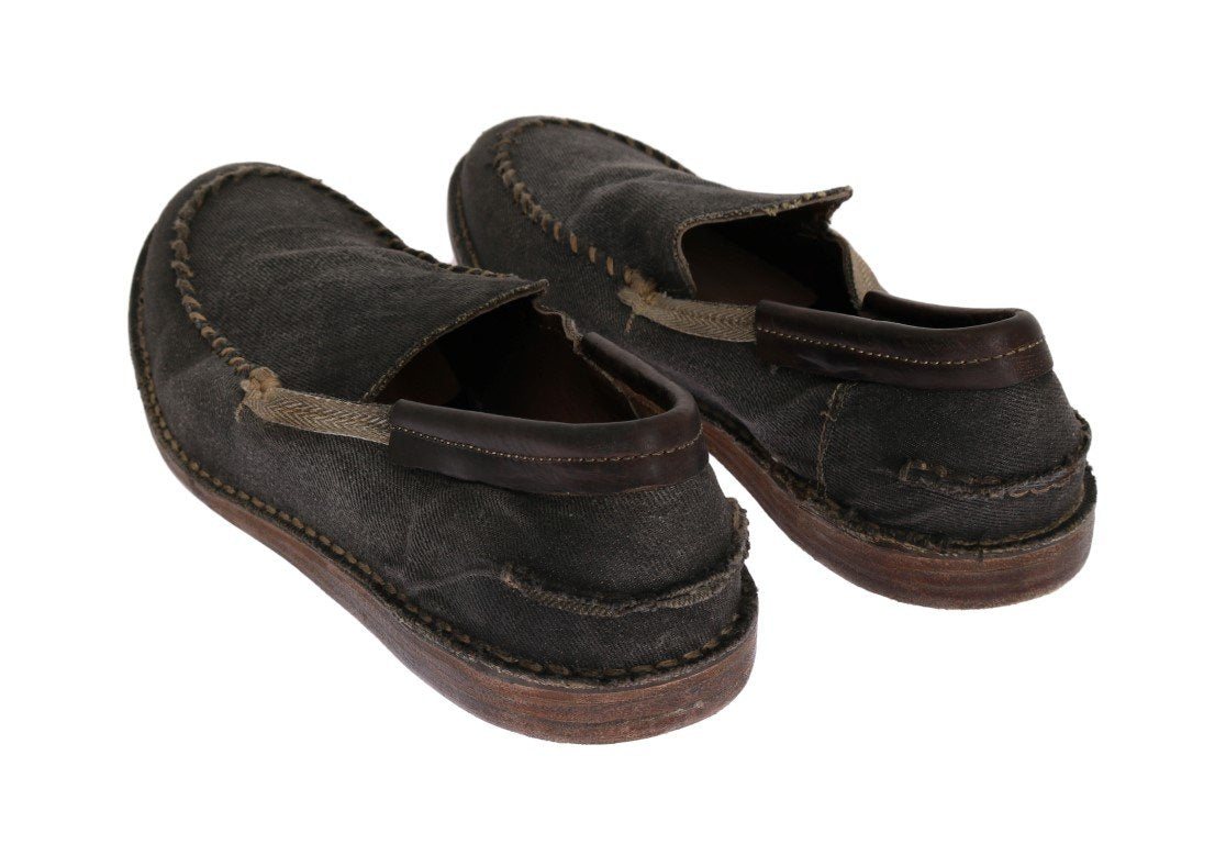 Gray Denim Cotton Loafers