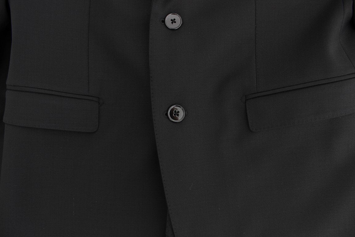 Black wool slim fit blazer