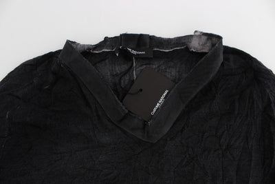 Gray Merino Wool V-neck Sweater