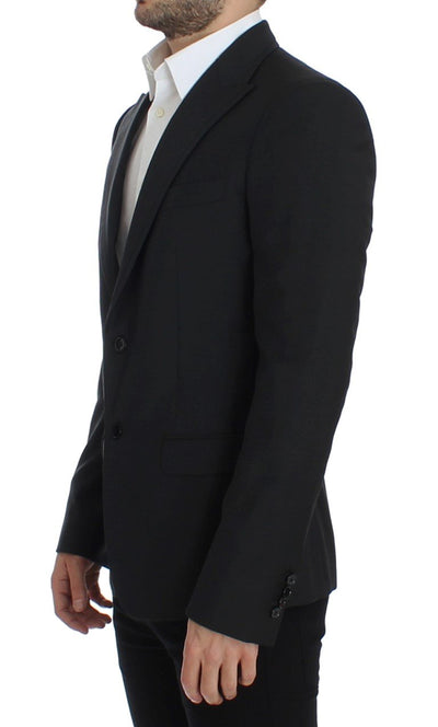Black wool slim fit blazer