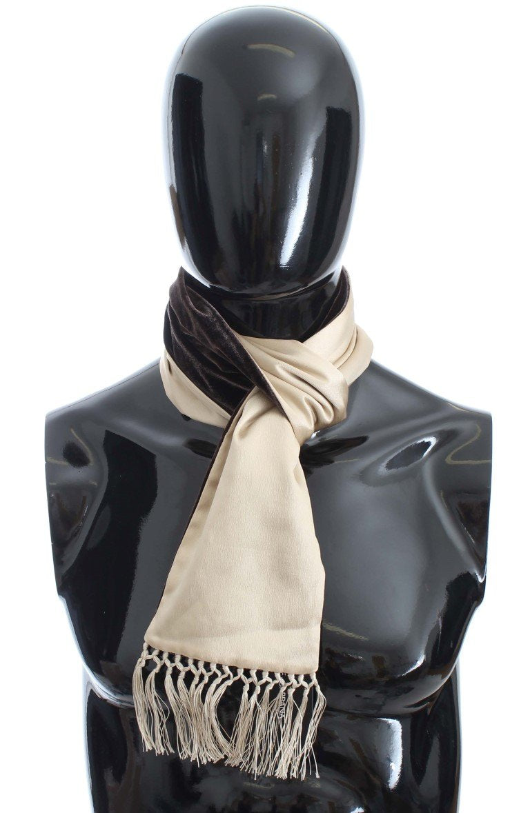 Beige Brown Silk Scarf