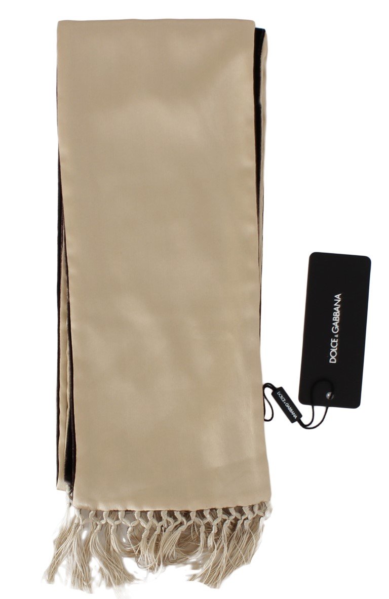 Beige Brown Silk Scarf