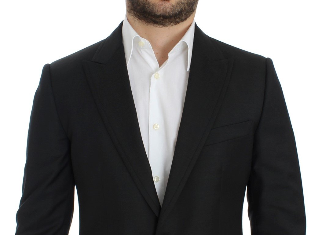 Black wool slim fit blazer