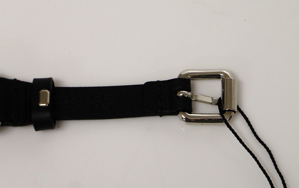 Black Leather Logo Belt