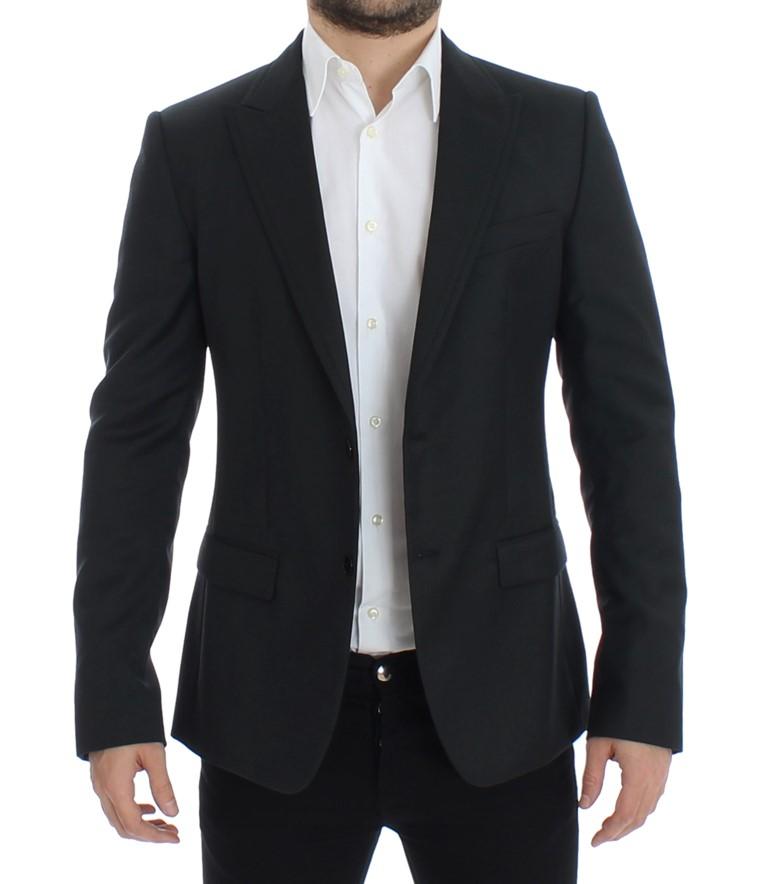 Black wool slim fit blazer