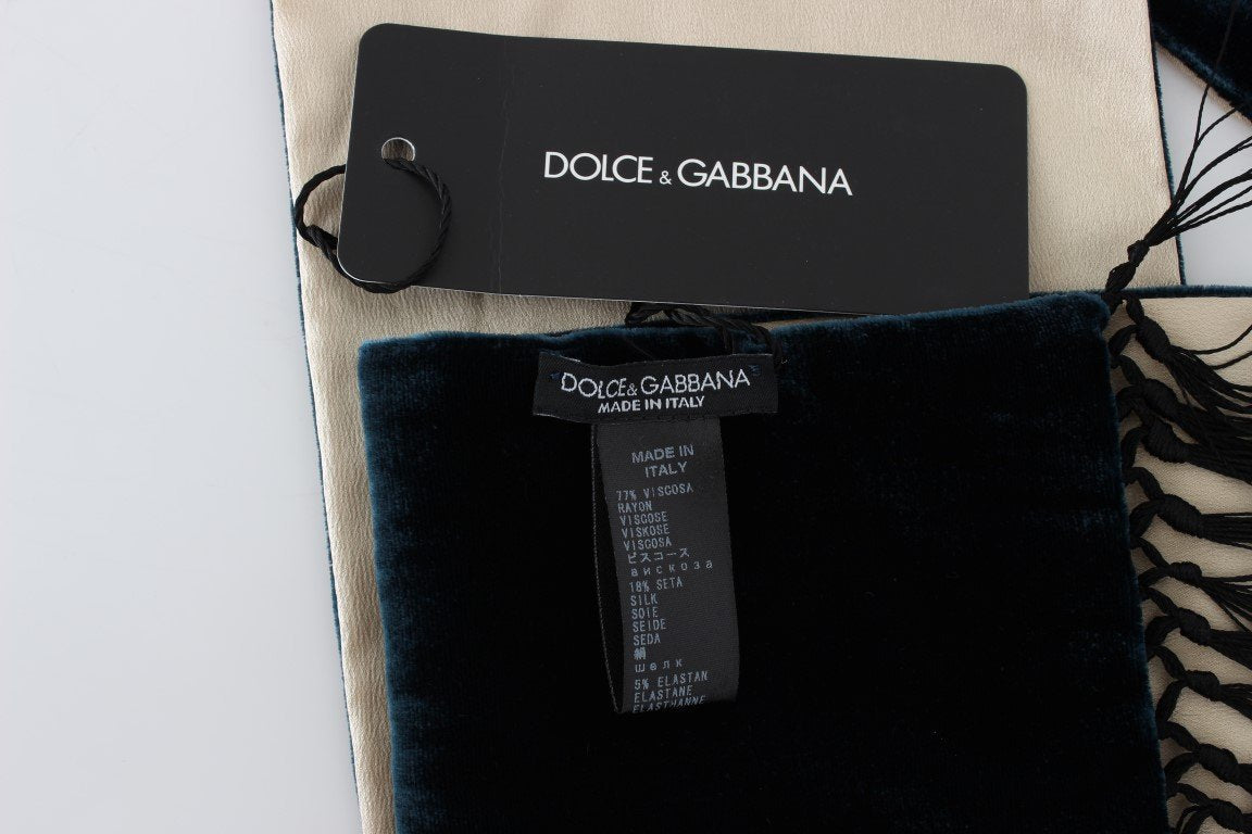 Beige Blue Silk Scarf