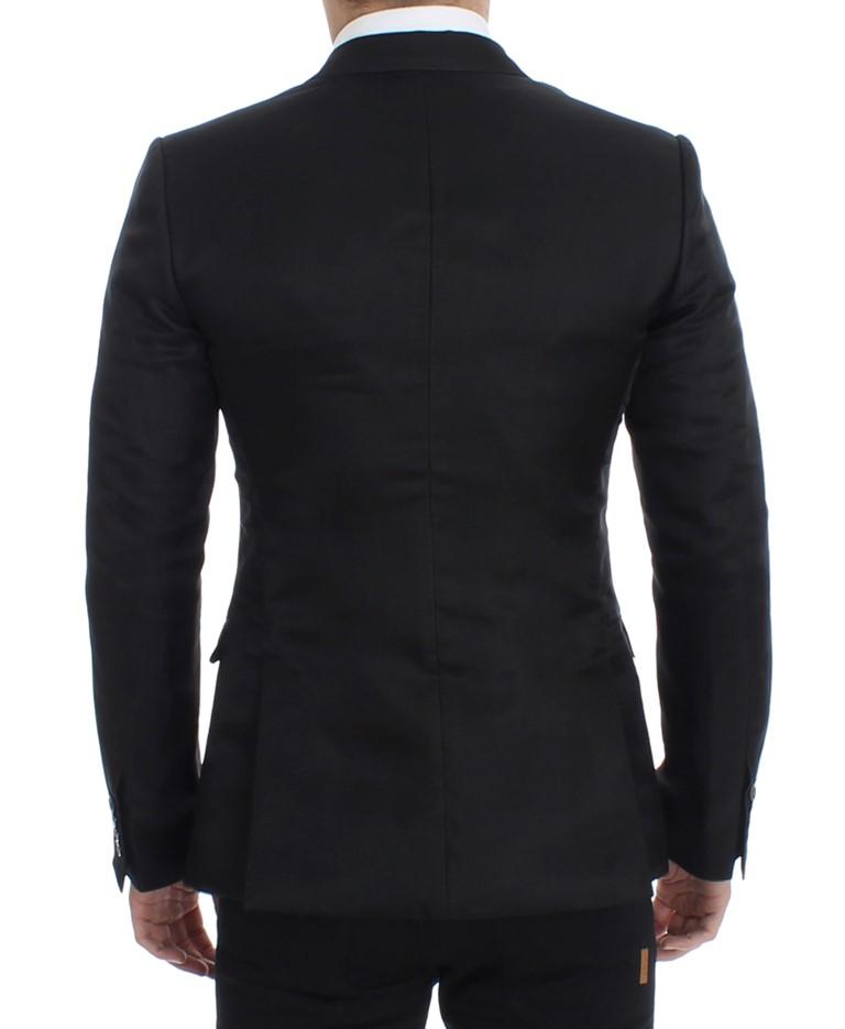 Black silk slim fit blazer