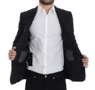 Black silk slim fit blazer