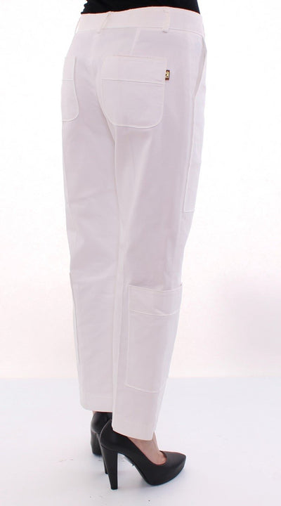 White Cotton Cropped Cargo Pants