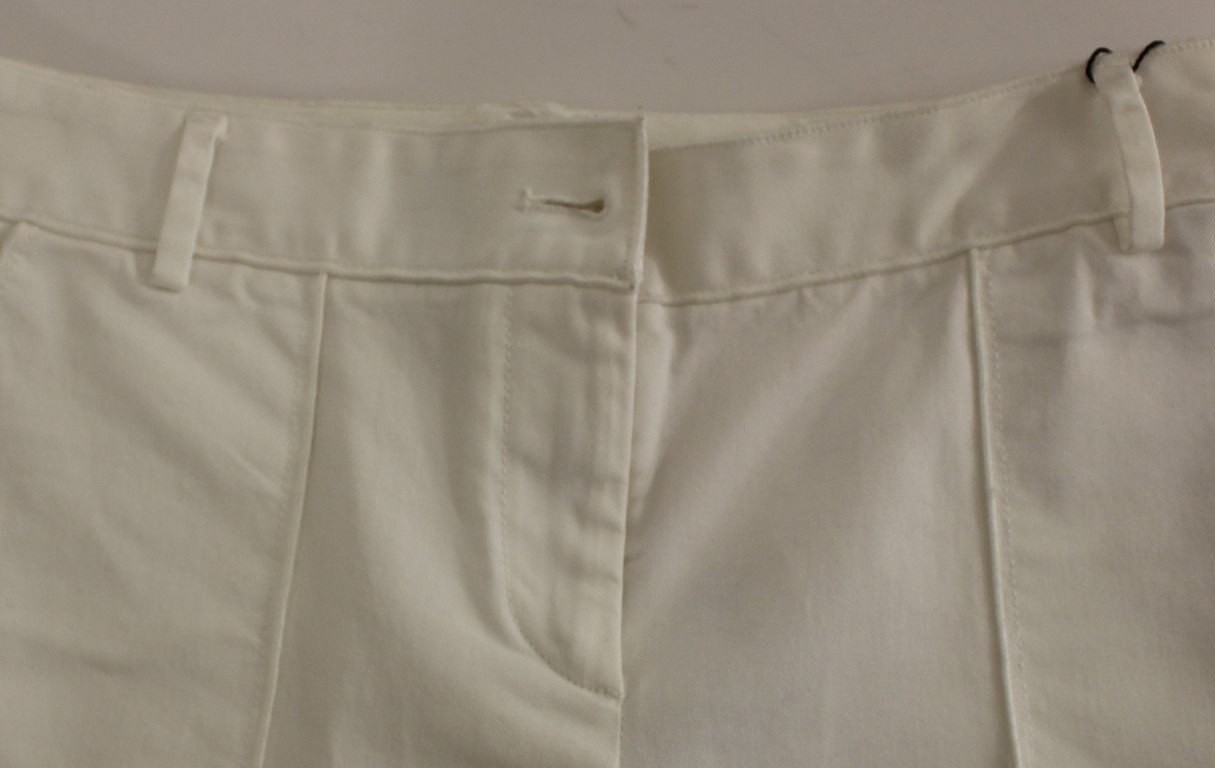 White Cotton Cropped Cargo Pants