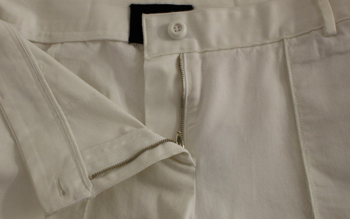 White Cotton Cropped Cargo Pants