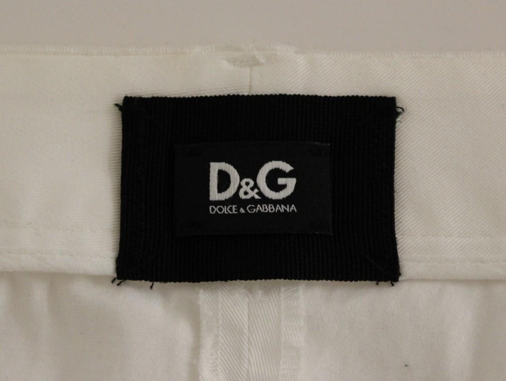 White Cotton Cropped Cargo Pants