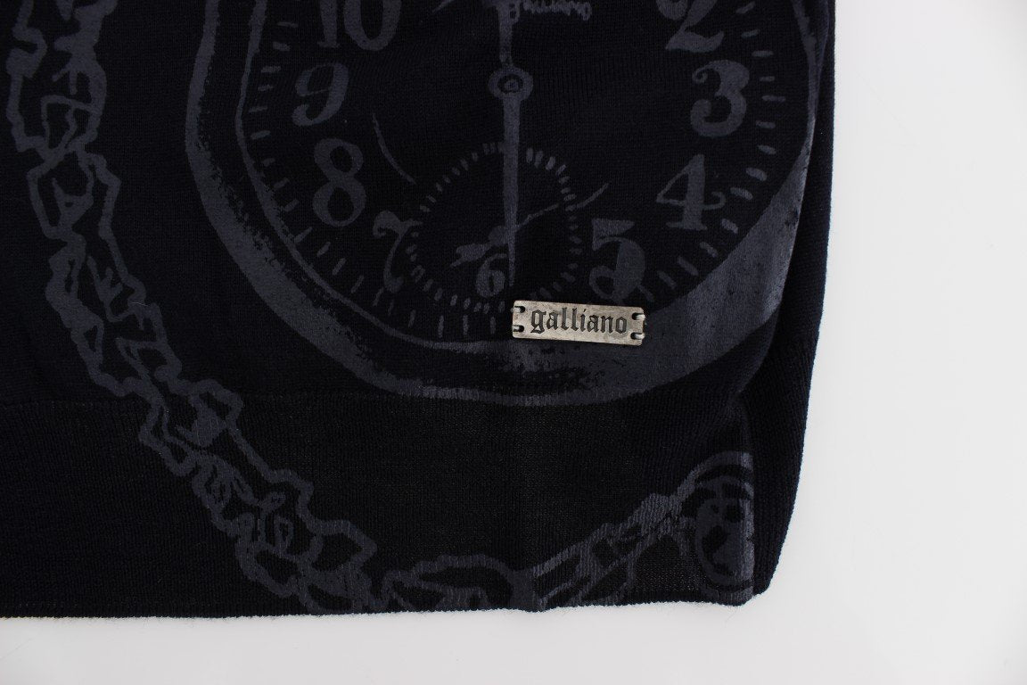Black Wool Button Down Logo Cardigan