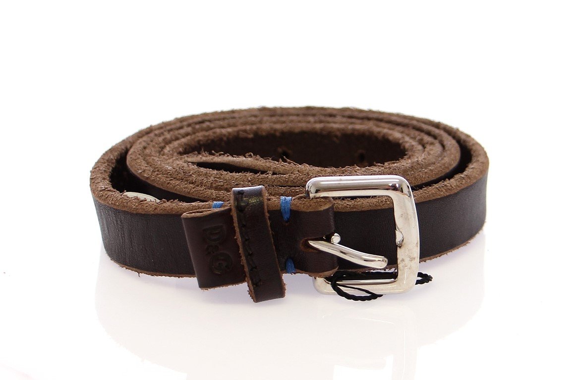 Brown Leather Logo Belt