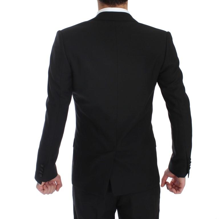 Black Silk Wool Slim Fit 3 Piece Suit