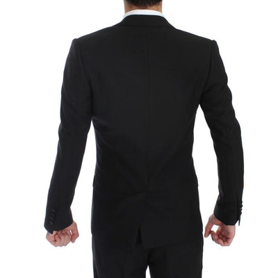 Black Silk Wool Slim Fit 3 Piece Suit