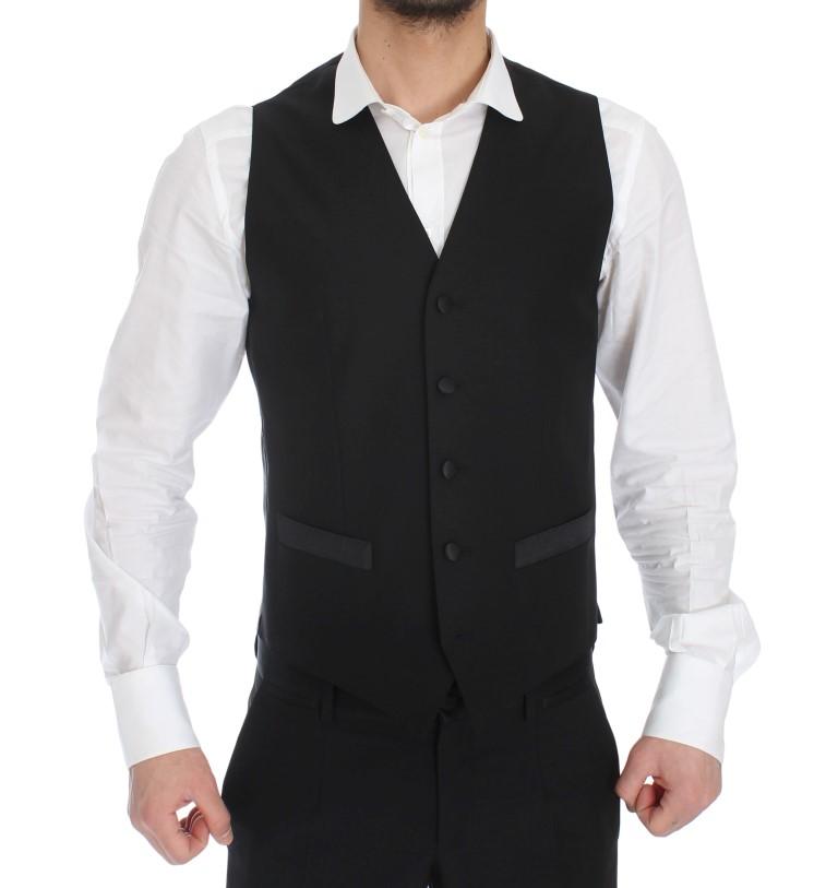 Black Silk Wool Slim Fit 3 Piece Suit