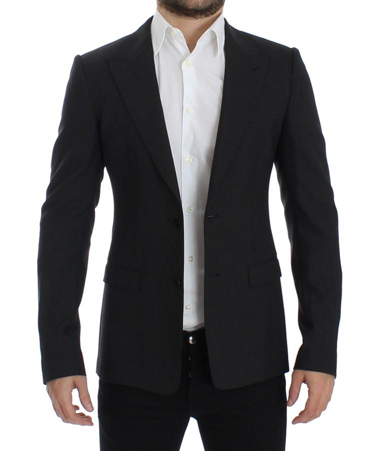 Gray wool slim fit blazer