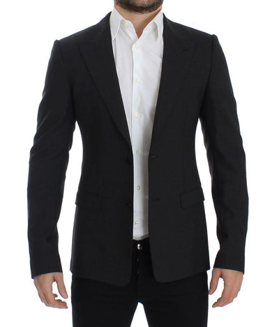 Gray wool slim fit blazer