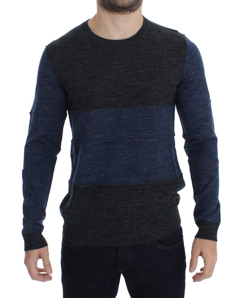 Gray Blue Crewneck Wool Sweater