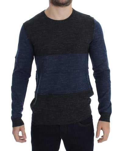 Gray Blue Crewneck Wool Sweater